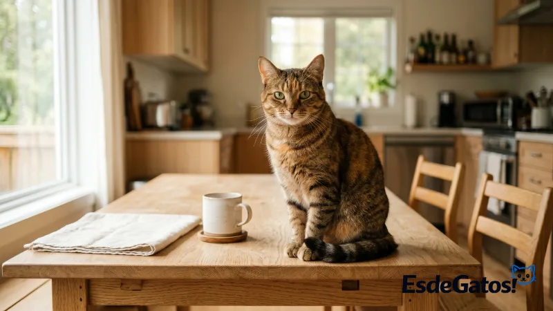 gato encima de la mesa