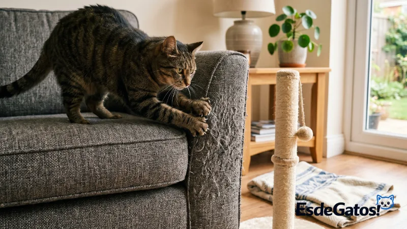 gato rascando sofa