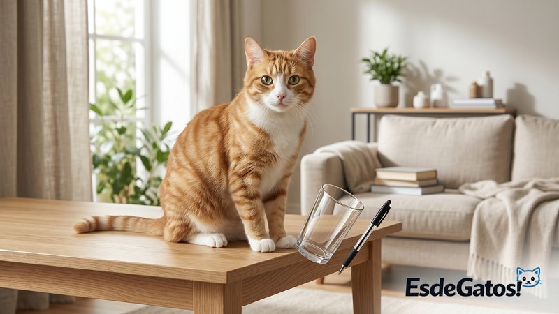 gato tirando objetos