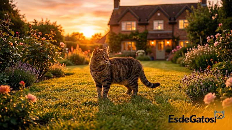 Una valla de jardín con la parte superior inclinada hacia fuera y un gato mirándola desde el suelo sin poder trepar