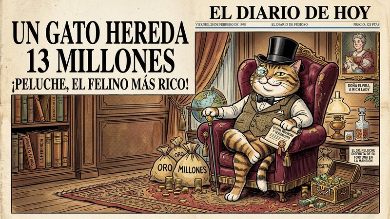 Un gato de aspecto distinguido sentado sobre un cojín de terciopelo en el salón lujoso de una mansión, con cortinas eleg