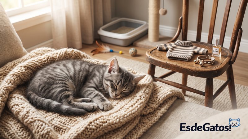 Un gatito atigrado gris sin ropa ni adornos