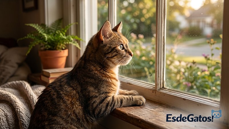 Un gato asomado a una ventana observando el exterior con interés desde la comodidad de su casa