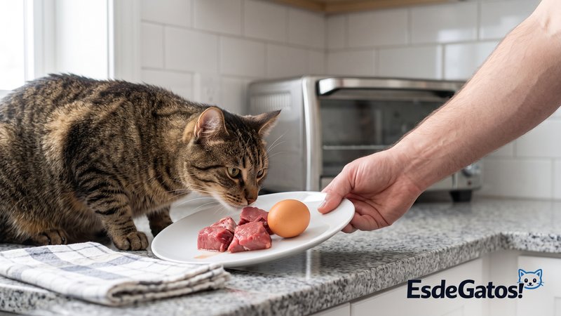 gato y carne
