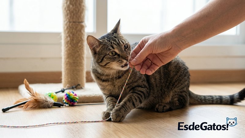 gato con hilo