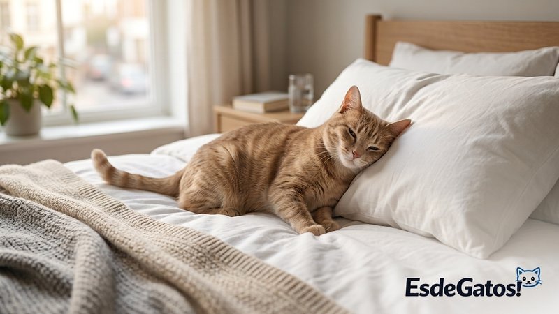 gato marca la cama