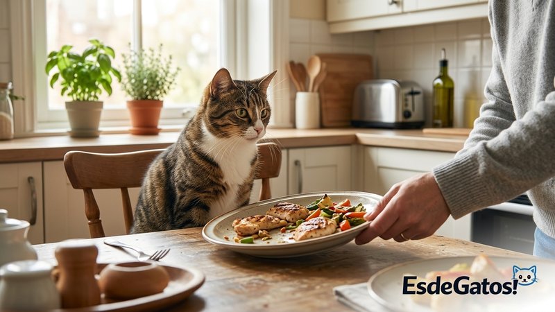 gato mirando plato