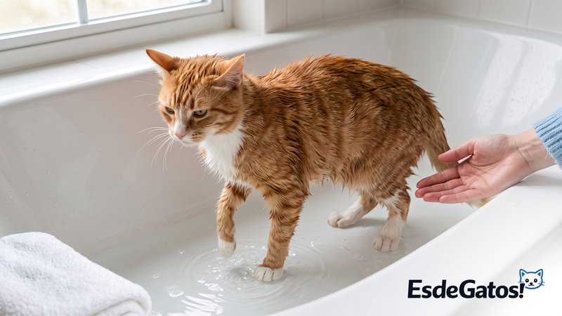 gato y agua