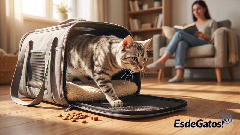 gato y transportín