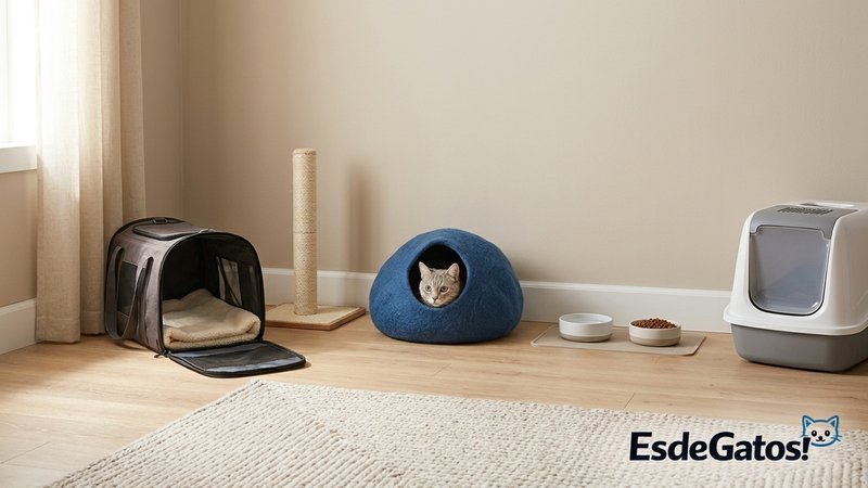 Una habitación tranquila preparada para un gato miedoso