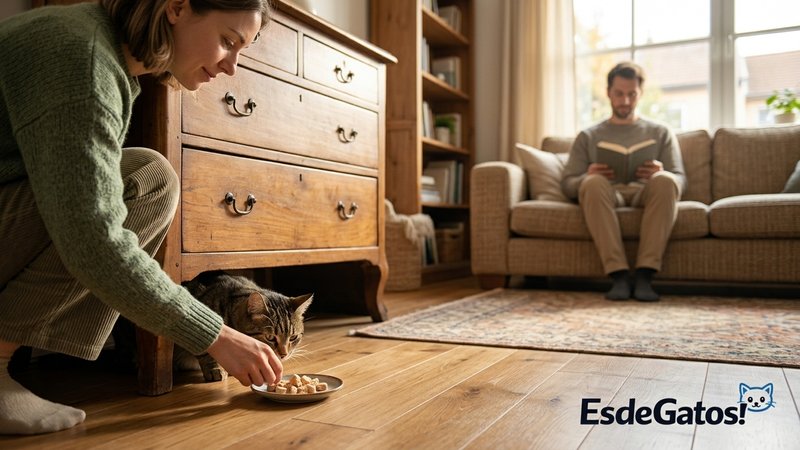 Una sesión gradual para acostumbrar a un gato a las visitas: una sola persona tranquila