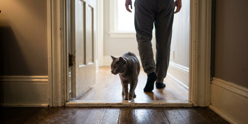 115 grey cat walking