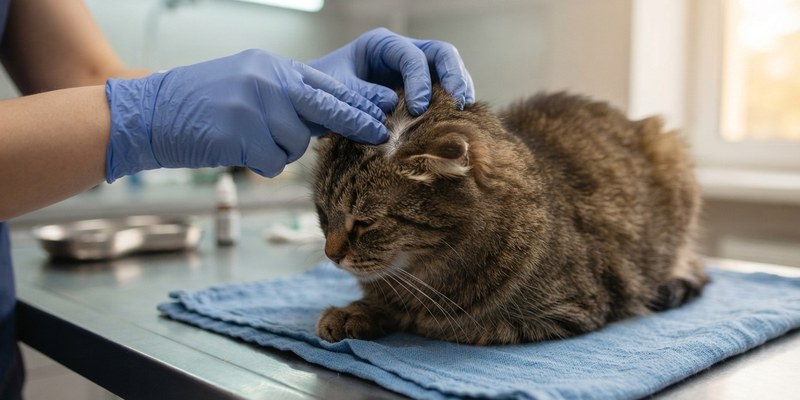 Perfil de un gato atigrado relajado con las orejas hacia delante y los ojos entornados