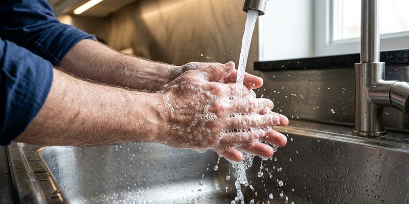 28 hands lathering soap