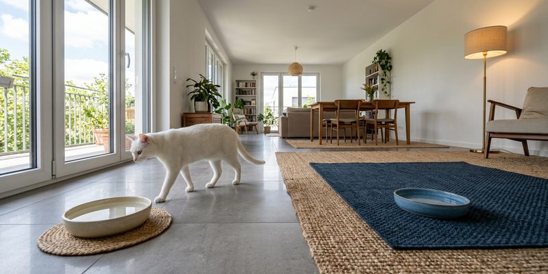 4 white cat walking