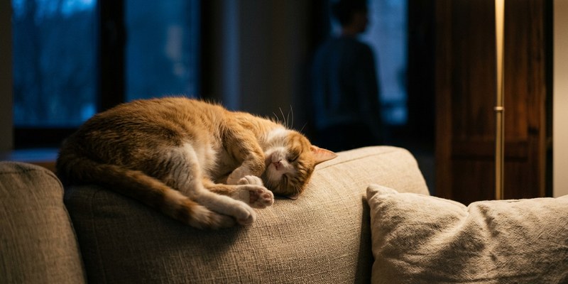 58 cat asleep on