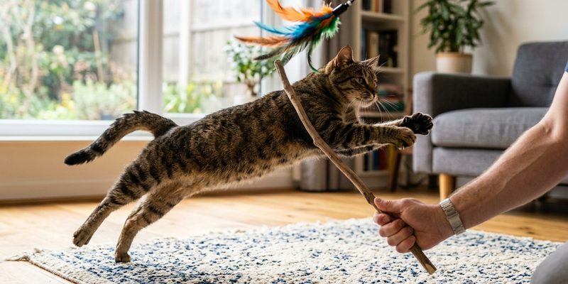65 cat leaping to
