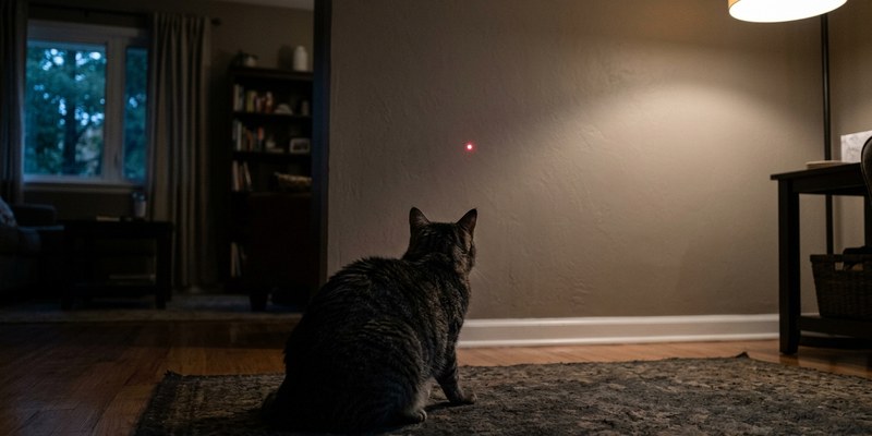 cat staring at red