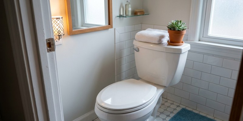 white toilet lid in