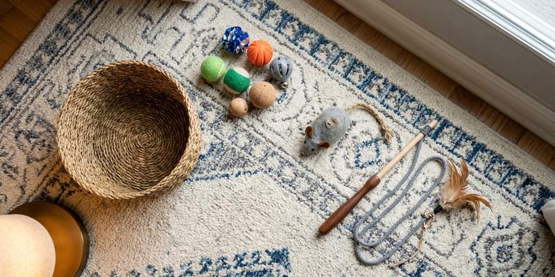 cat toys sorted in