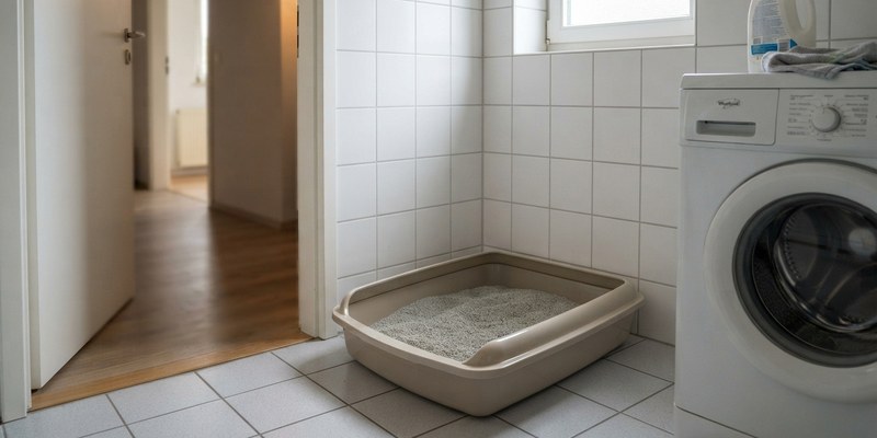 litter tray in laundry