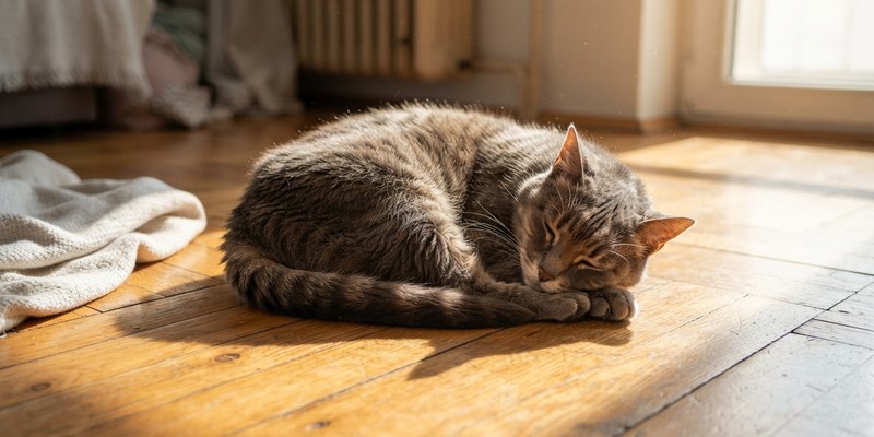 elderly cat sleeping on