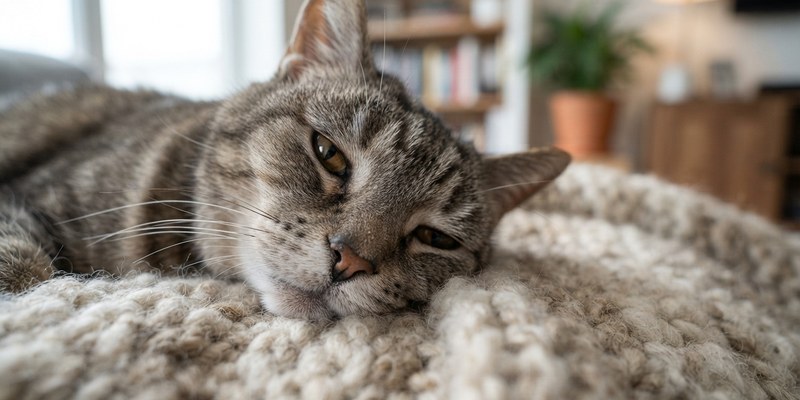 elderly cat resting on