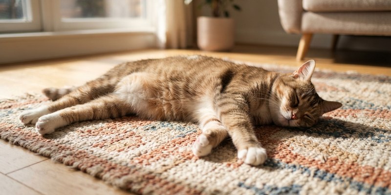 cat stretched out on