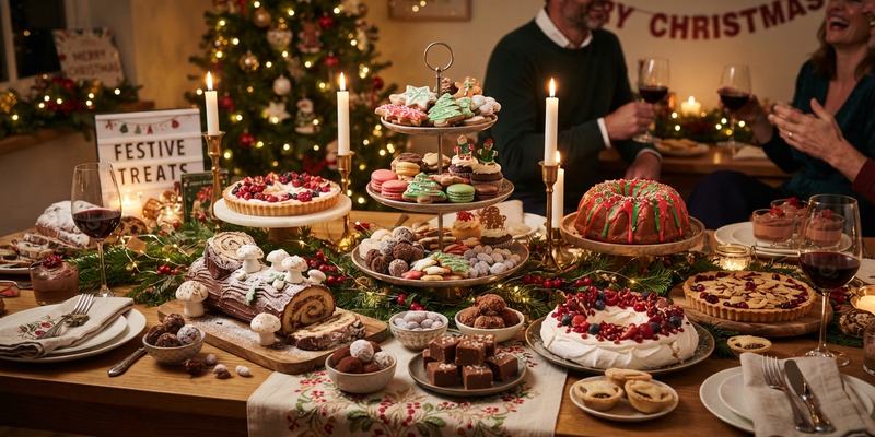 festive desserts on dining