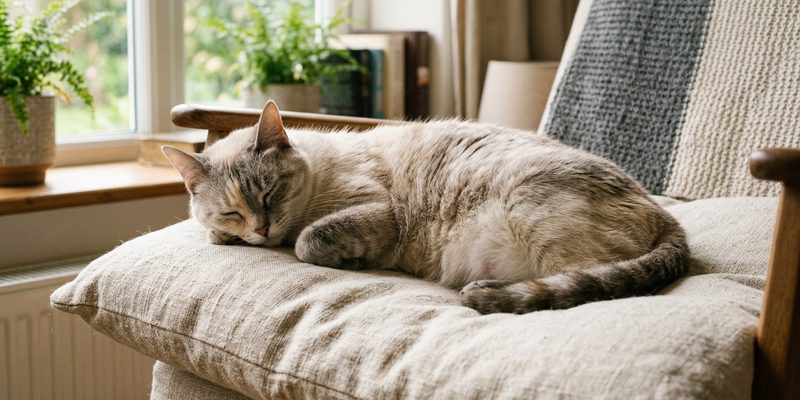 pregnant cat resting on