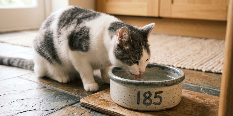 cat drinking from water