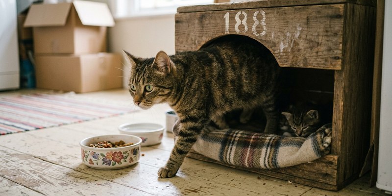tabby cat stepping toward