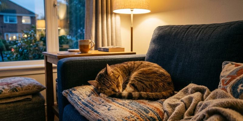 adult cat sleeping on