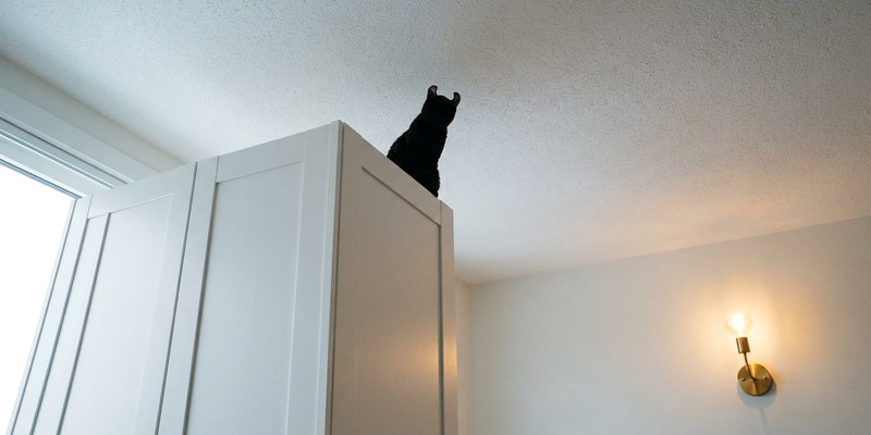 cat sitting on wardrobe