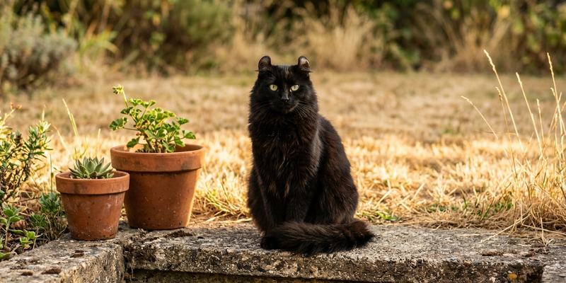 black cat sitting on
