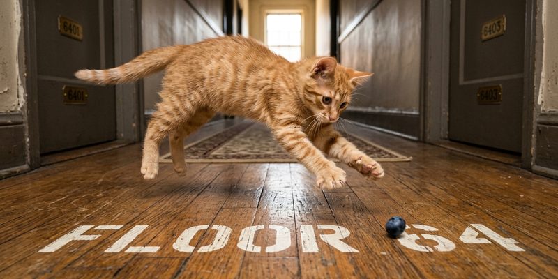 cat pouncing on blueberry