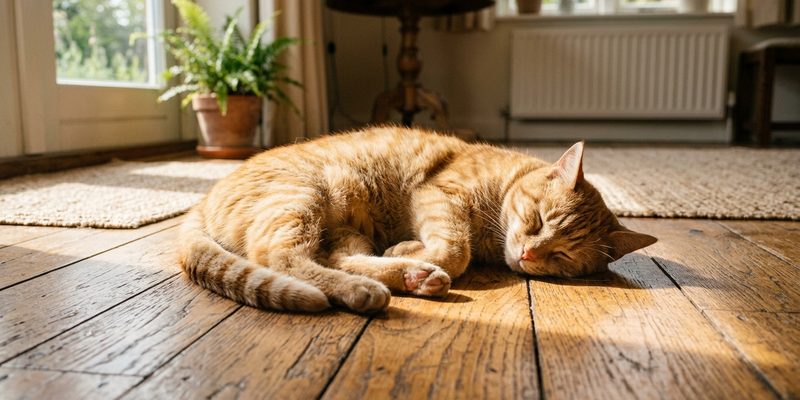 ginger cat sleeping on