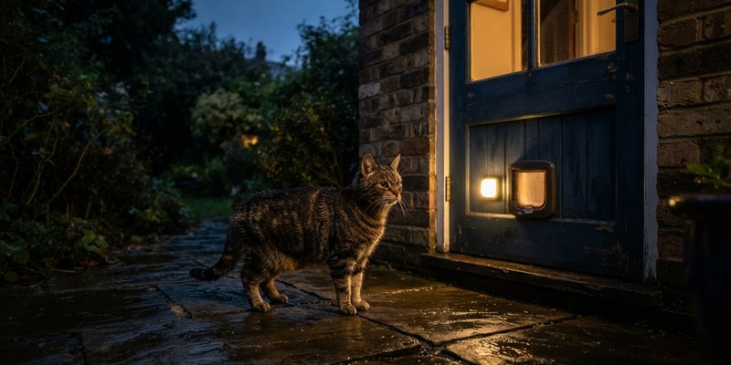 cat standing in dark