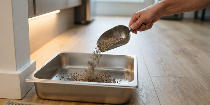 hand pouring litter into