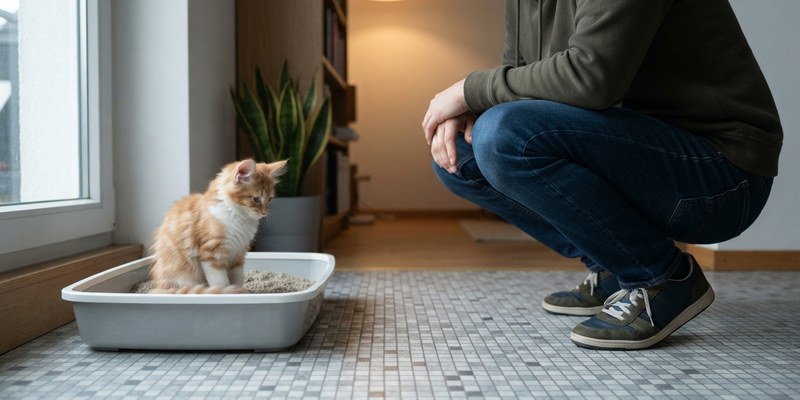 person watching kitten in
