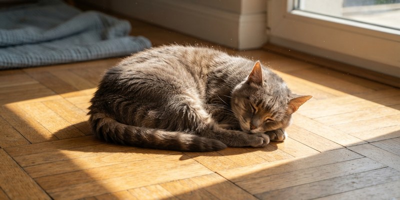 elderly cat sleeping on