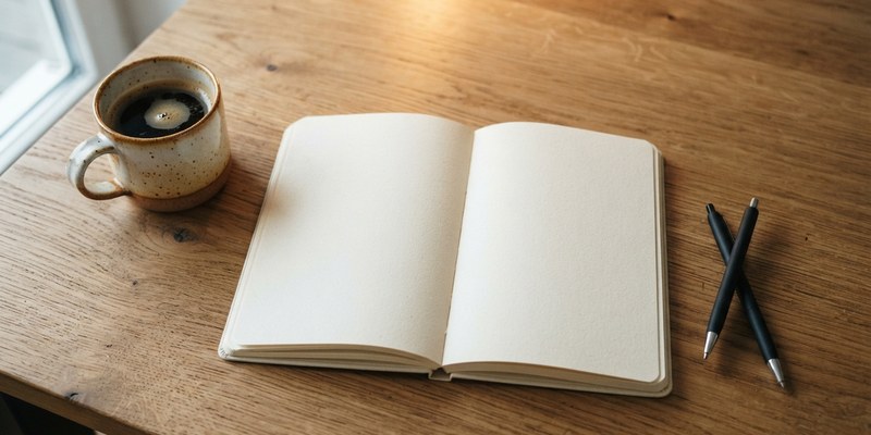 notebook and pen on