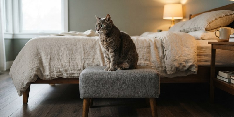 senior cat sitting on