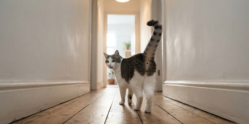 cat walking toward doorway