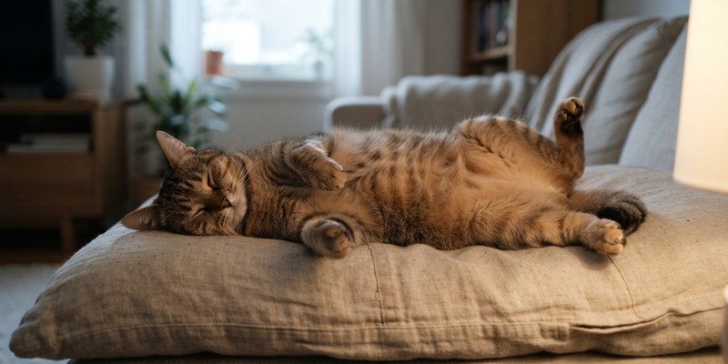 cat sleeping on sofa