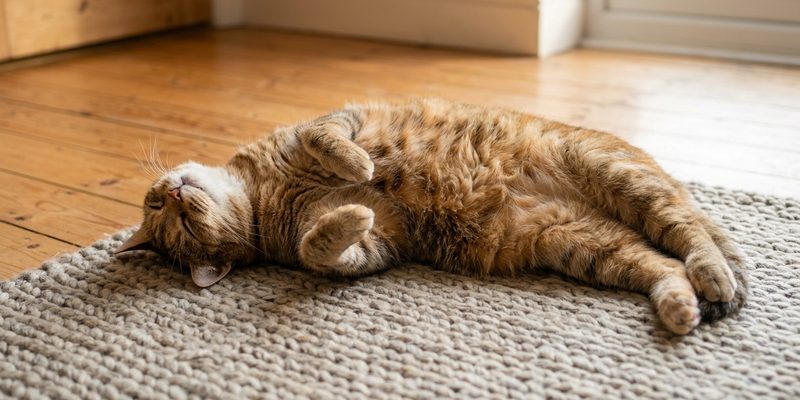 cat lying on rug