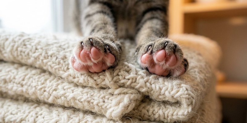 cat paws kneading wool