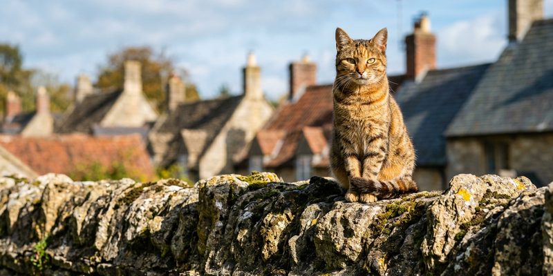 cat sitting on stone