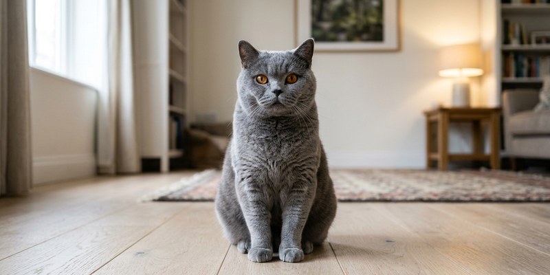 cat sitting on wooden