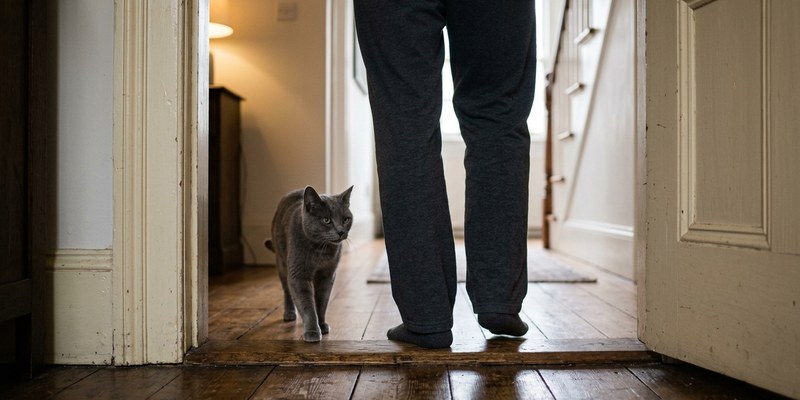 cat walking through doorway
